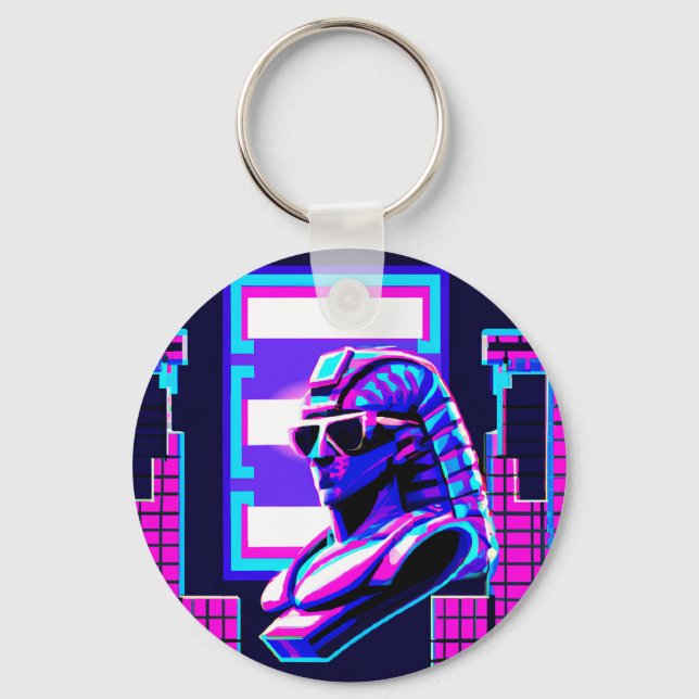 Synthwave Pharaoh Keychain (Front)