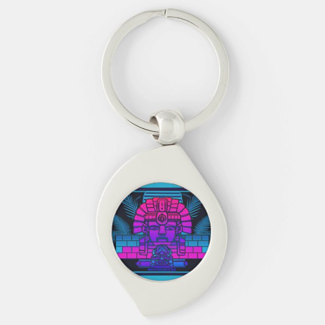 Synthwave Pharaoh Keychain (Front)