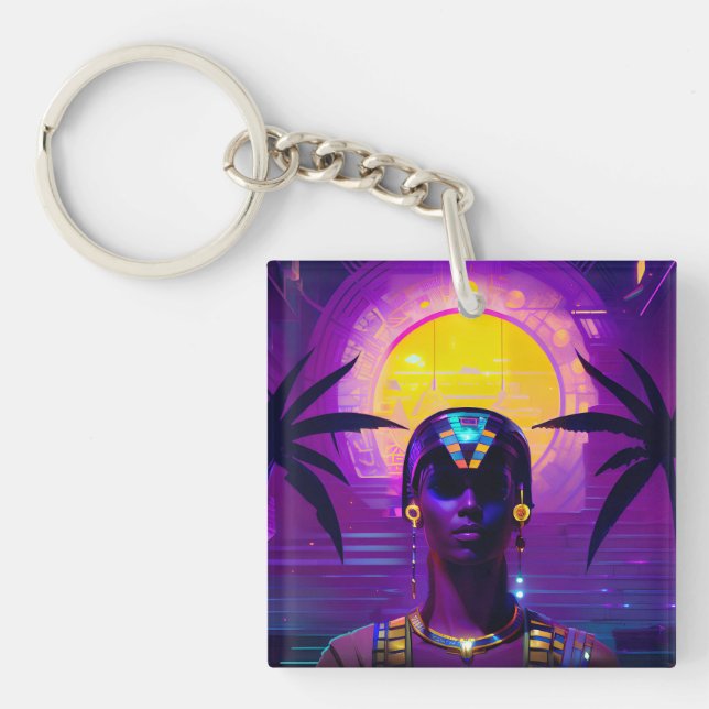 Synthwave Pharaoh Keychain (Front)