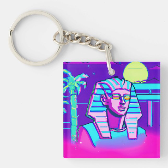 Synthwave Pharaoh Keychain (Front)