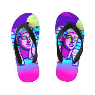 Synthwave Pharaoh Kid's Flip Flops