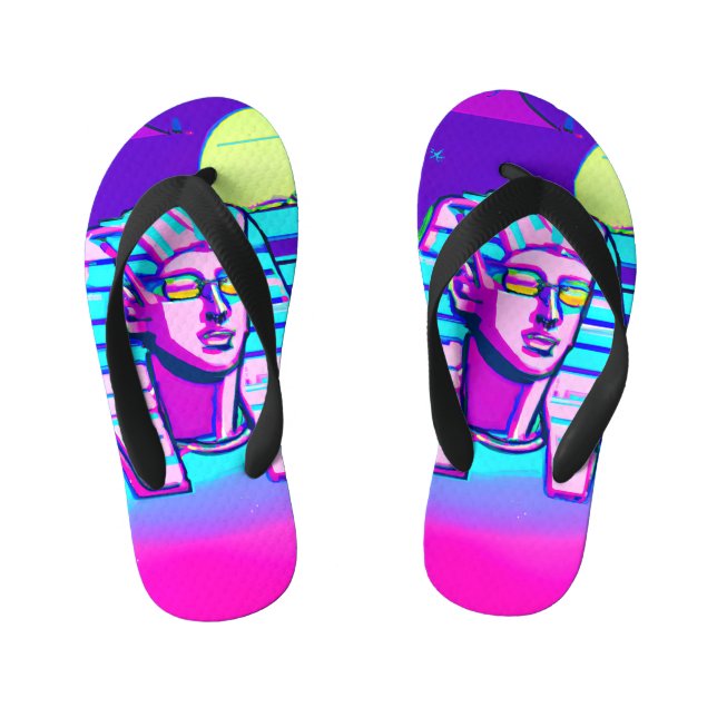 Synthwave Pharaoh Kid's Flip Flops (Footbed)