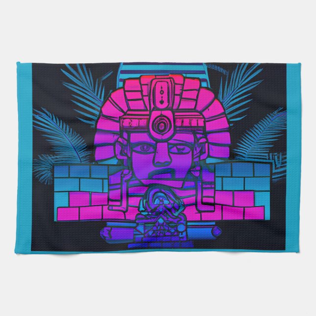 Synthwave Pharaoh Kitchen Towel (Horizontal)