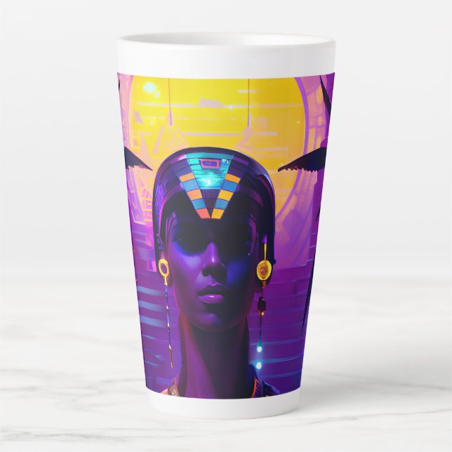 Synthwave Pharaoh Latte Mug (Front)