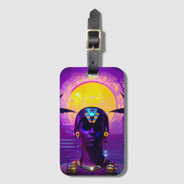 Synthwave Pharaoh Luggage Tag (Front Vertical)