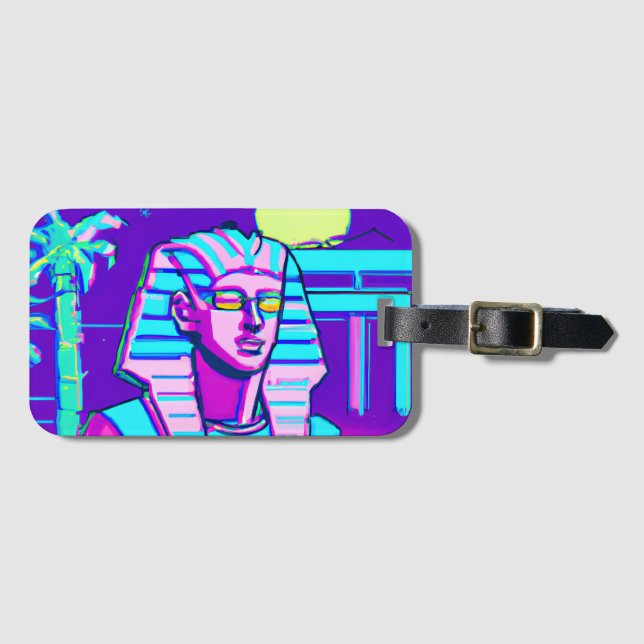 Synthwave Pharaoh Luggage Tag (Front Horizontal)