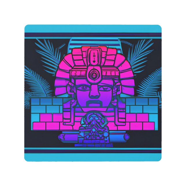 Synthwave Pharaoh Metal Print (Front)