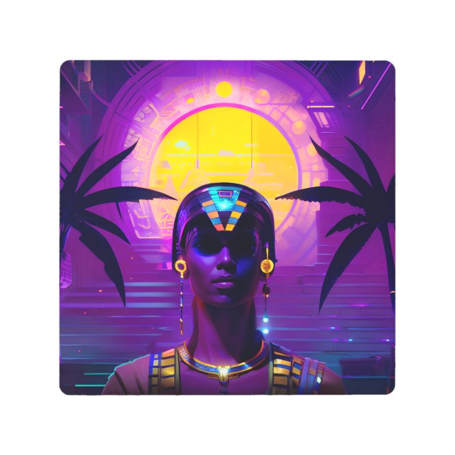 Synthwave Pharaoh Metal Print (Front)