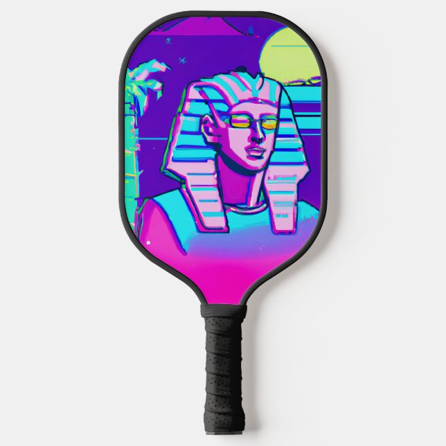 Synthwave Pharaoh Pickleball Paddle (Front)