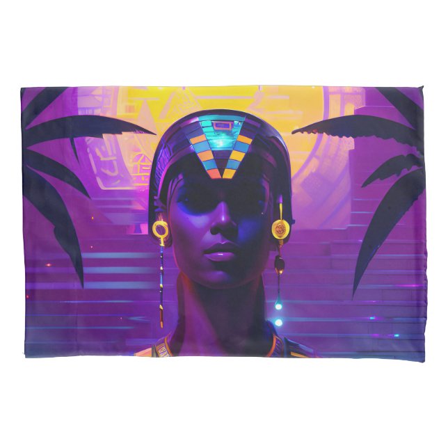 Synthwave Pharaoh Pillow Case (Front)