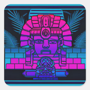 Synthwave Pharaoh Square Sticker