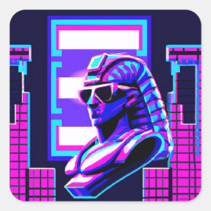 Synthwave Pharaoh Square Sticker