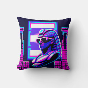 Synthwave Pharaoh Throw Pillow