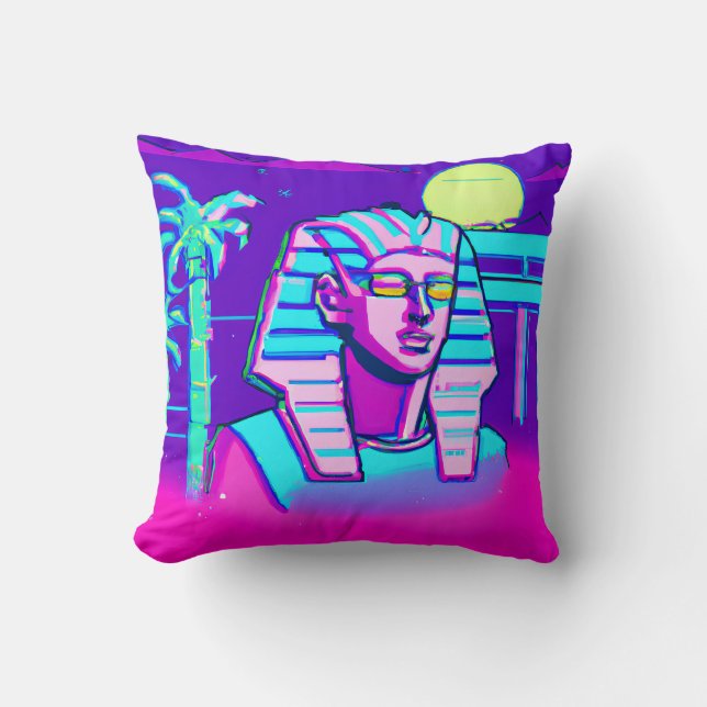 Synthwave Pharaoh Throw Pillow (Front)