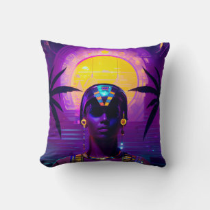 Synthwave Pharaoh Throw Pillow