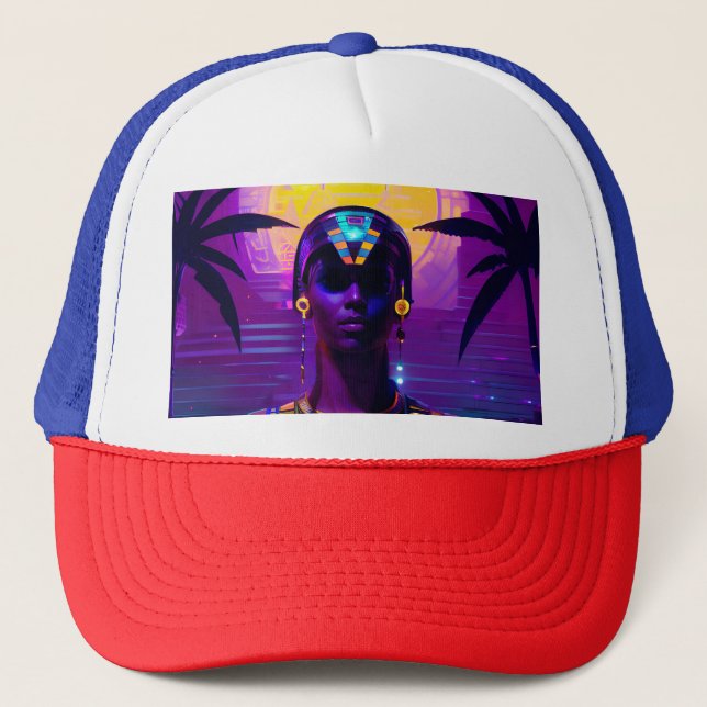 Synthwave Pharaoh Trucker Hat (Front)