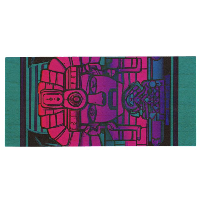 Synthwave Pharaoh Wood Flash Drive (Back)