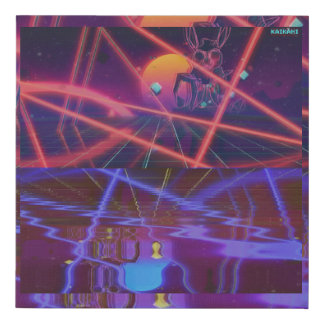 Synthwave rabbit faux canvas print