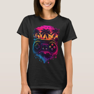 Synthwave Retrowave Video Game Controller Colorful T-Shirt
