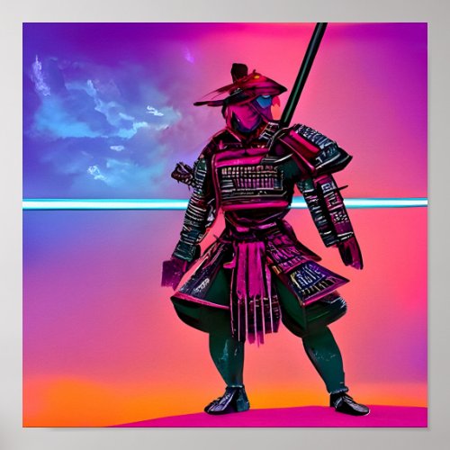 Synthwave Samurai Poster