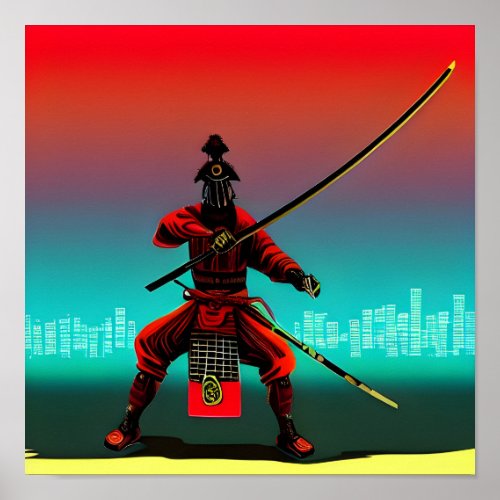 Synthwave Samurai Poster