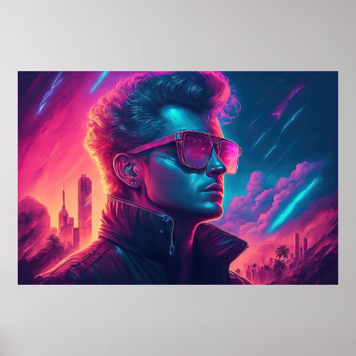 Synthwave Savior The Illuminated Icon Poster