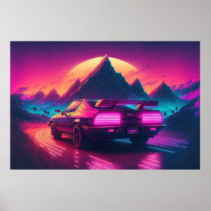 Synthwave Speedster: Synthesizes the Sands Poster