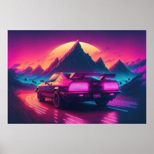 Synthwave Speedster Synthesizes the Sands Poster