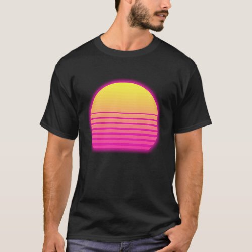 Synthwave Sun  80s Retrowave Aesthetic Outrun T_Shirt