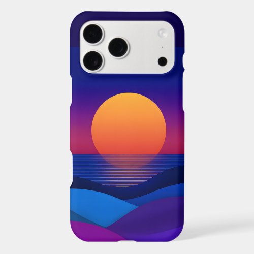 Synthwave Sunset Abstract Waves iPhone Case