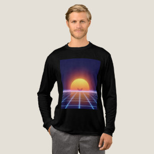 Synthwave Sunset Fox – Retro Futurism Art Tri-Blend Shirt