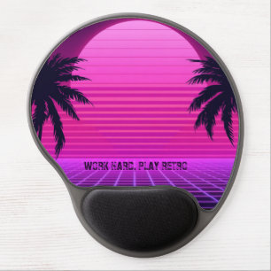 Synthwave Sunset Retro 80s Aesthetic Large Gel Mouse Pad