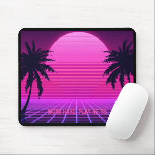 Synthwave Sunset Retro 80s Aesthetic Large Mouse Pad