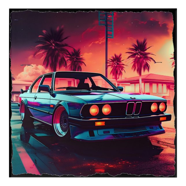 Synthwave Trends - BMW Classics AI-Generated Art - (Front)