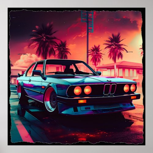 Synthwave Trends _ BMW Classics AI_Generated Art 1 Poster