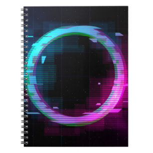 Synthwave Vaporwave Retrowave Glitch Circle with b Notebook