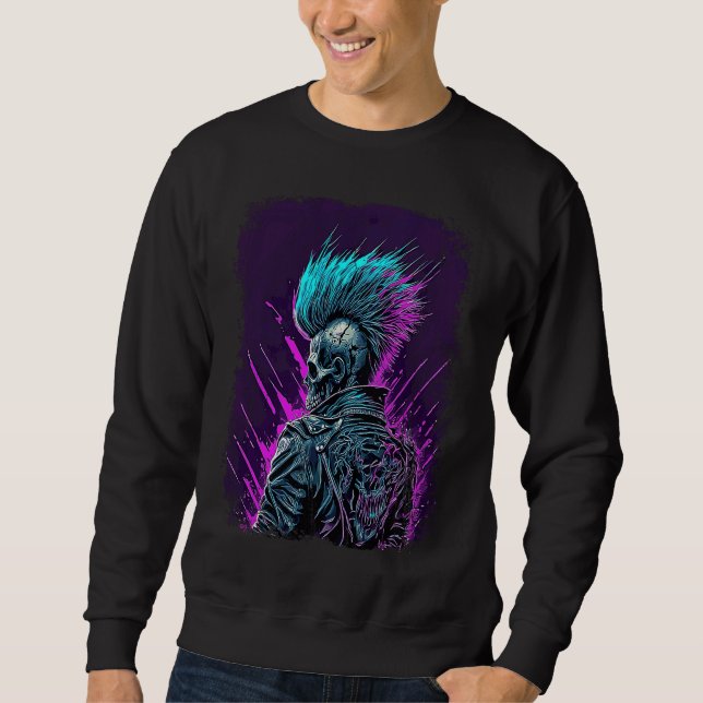 Synthwave Zombie Skull Sweatshirt (Front)