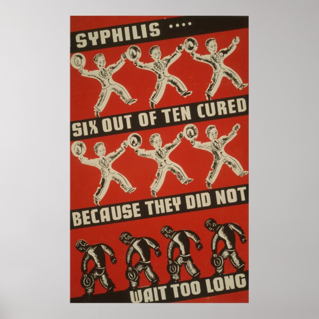 Syphilis 6 out of 10 Cured - Health Poster (Front)
