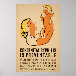 Syphilis Is Preventable Vintage 1939 WPA Health Poster