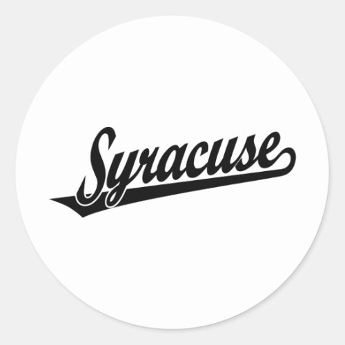 Syracuse script logo in black classic round sticker