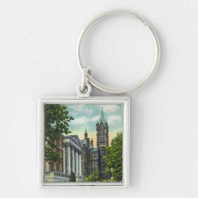 Syracuse U Campus View Showing Crouse College Keychain (Front)