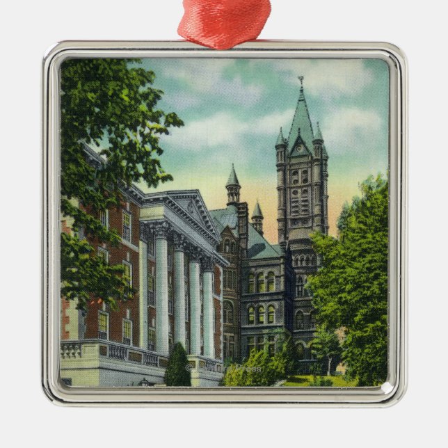Syracuse U Campus View Showing Crouse College Metal Ornament (Front)