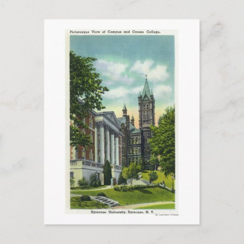 Syracuse U Campus View Showing Crouse College Postcard
