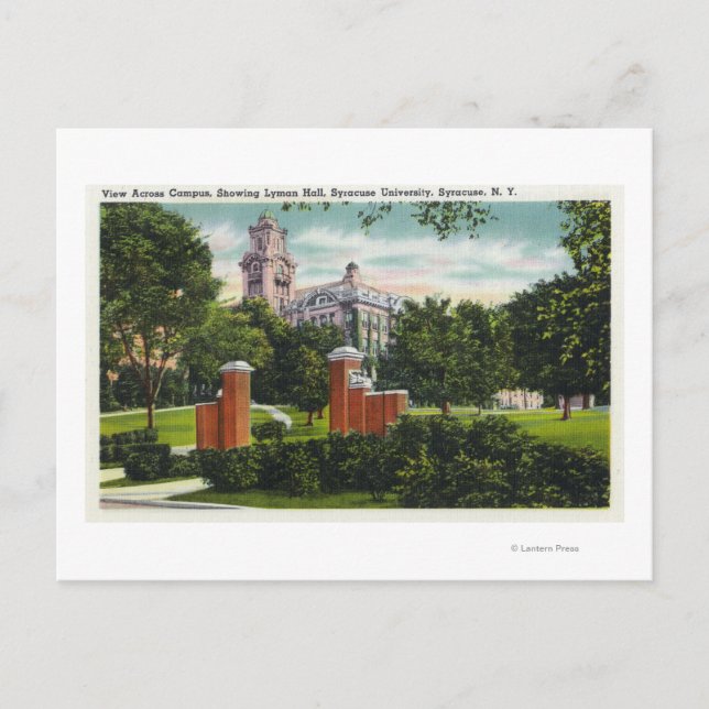 Syracuse U Campus View Showing Lyman Hall Postcard (Front)