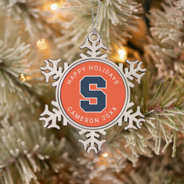 Syracuse University Snowflake Pewter Christmas Ornament (Tree)