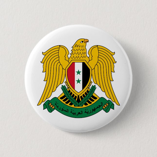 syria coat of arms pinback button (Front)