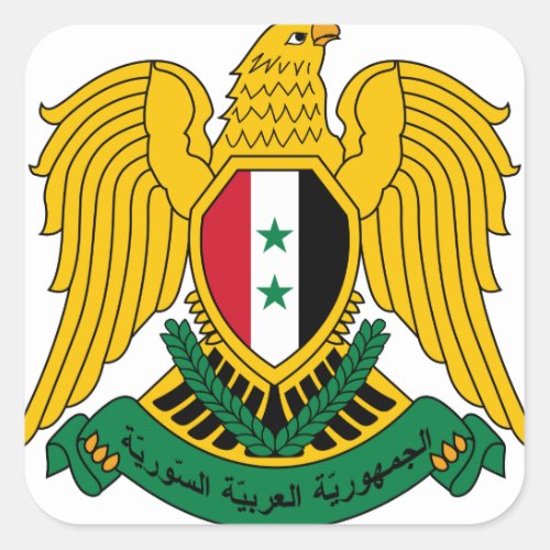 syria coat of arms square sticker