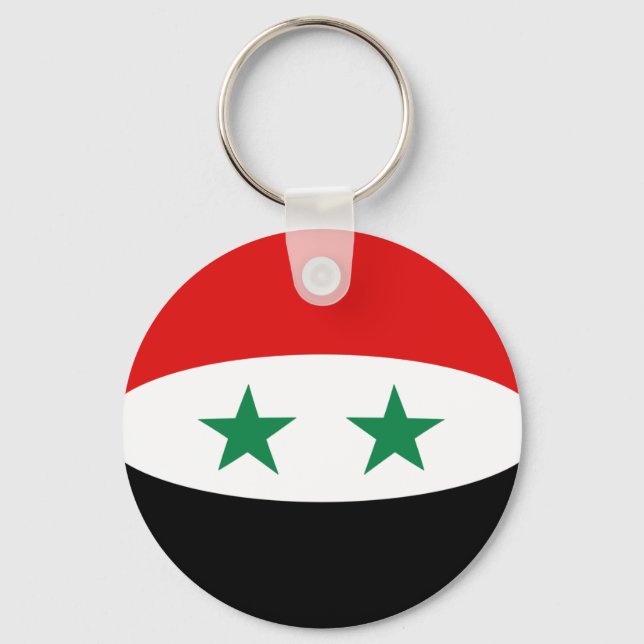 Syria Fisheye Flag Keychain (Front)