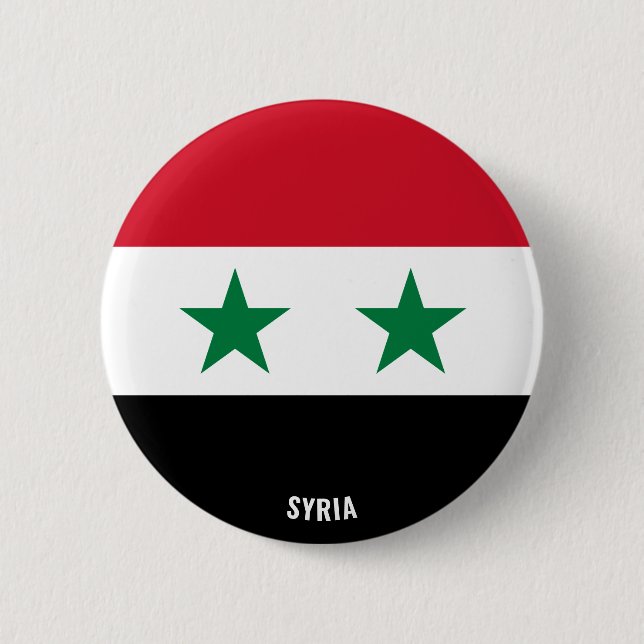 Syria Flag Charming Patriotic Button (Front)