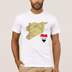 Syria Flag Heart and Map T-Shirt